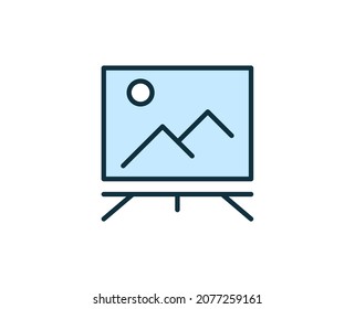 Gallery flat icon. Thin line signs for design logo, visit card, etc. Single high-quality outline symbol for web design or mobile app. Siign outline pictogram.
