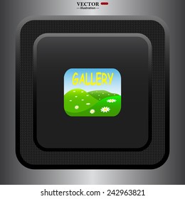 Gallery, gray button with a red stroke, vector illustration, EPS 10