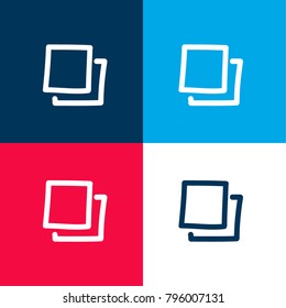 Gallery hand drawn interface symbol of irregular squares outlines four color material and minimal icon logo set in red and blue