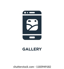Gallery icon. Black filled vector illustration. Gallery symbol on white background. Can be used in web and mobile.