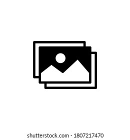 Gallery icon in black flat glyph, filled style isolated on white background