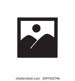 Icono de galería en glifo plano negro, estilo relleno aislado en fondo blanco