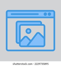 Gallery icon in blue style about browser, use for website mobile app presentation