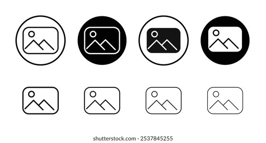 Gallery icon Flat simple outline set