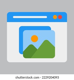 Gallery-Symbol im flachen Stil über Browser, Verwendung für Website-Mobile-App-Präsentation