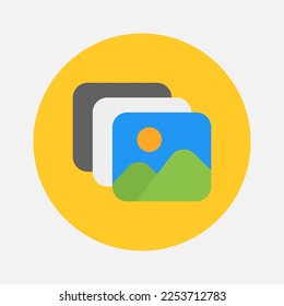 Gallery icon in flat style about camera, use for website mobile app presentation