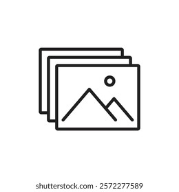 Gallery icon Flat vector set outline