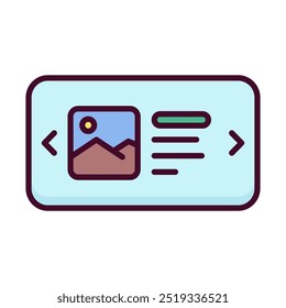 Gallery icon in linear color style. UI for selecting and browsing content. User interface icon