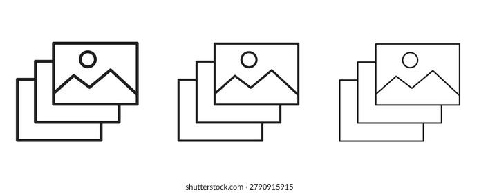 Gallery icon in linear versions. Editable line