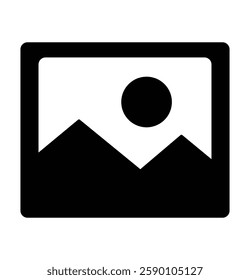 Gallery Icon. Minimalist landscape icon, black and white, geometric shapes, abstract mountain. vector.