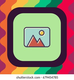 gallery icon with outline and flat offset color
