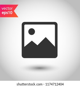 Gallery icon. Picture icon. Uploading pictures icon. Photograph picture vector sign. Missing image sign. EPS 10 flat symbol