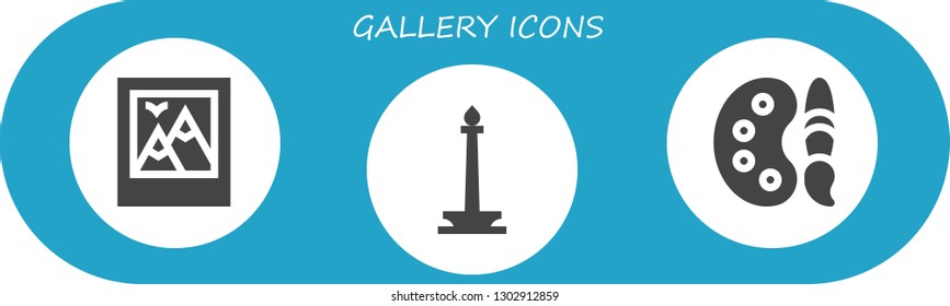  gallery icon set. 3 filled gallery icons.  Simple modern icons about  - Picture, Monas, Paint palette