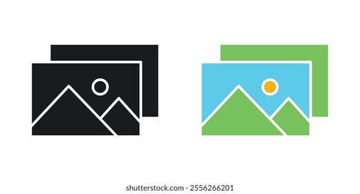 Gallery icon set in black and colored versions.