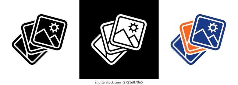 Gallery Icon Set Glyph Vector Illustration