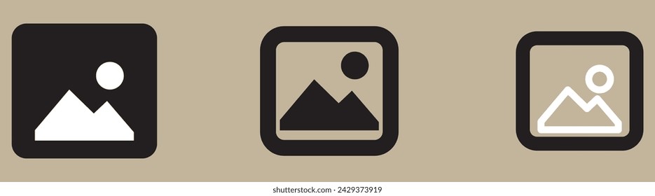 conjunto de iconos de galería, icono de imagen, símbolo de imagen. signos de foto. ilustración vectorial