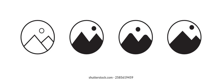 Gallery icon set. Image gallery. Picture symbol .Photo signs. Silhouette of an image, Photo album icon. Vector illustration