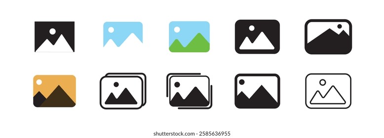 Gallery icon set. Image gallery. Picture symbol .Photo signs. Silhouette of an image, Photo album icon. Vector illustration