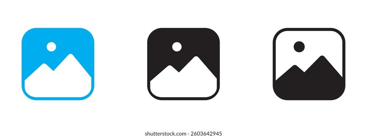 Gallery icon set. Image gallery. Picture symbol .Photo signs. Silhouette of an image, Photo album icon. Vector illustration