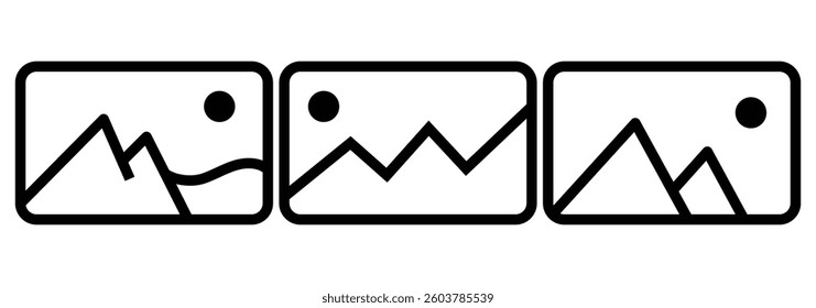 gallery icon icon set, image icon, picture symbol. photo signs. Image Gallery Solid and line icon. Linear symbol for use on web and mobile apps, logo, print media. Design eps 10. 