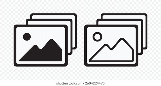 Gallery icon set. Image gallery. Picture symbol .Photo signs. Silhouette of an image, Photo album icon. Vector illustration. EPS10