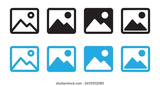 Bildergalerie-Symbol-Set, Bild-Symbol, Bild-Symbol. Fotoschilder. Vektorgrafik.