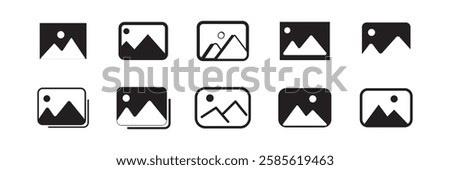 Gallery icon set. Image gallery. Picture symbol .Photo signs. Silhouette of an image, Photo album icon. Vector illustration