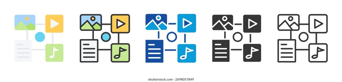 Conjunto de iconos de Galería multi estilo varias colecciones