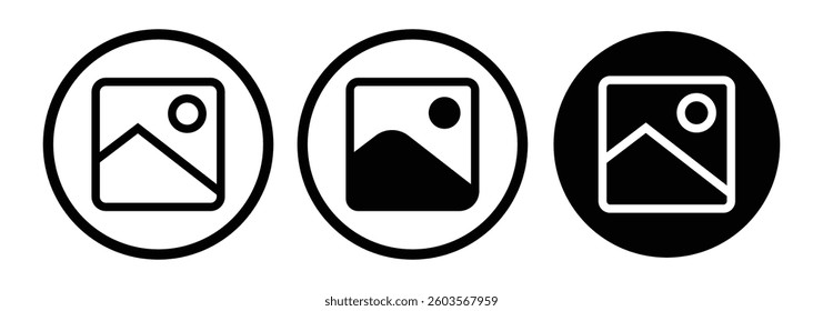 Gallery icon set. Photo album icon symbol set. Image, gallery picture flat editable icon collections. Gallery icon for app and website.