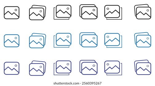 Gallery icon set. photo, image, picture, album vector