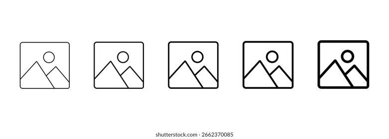 ícone Galeria definir ilustração vetorial estilo de linha mínimo traçado editável símbolo de imagem de contorno preto isolado no fundo branco.