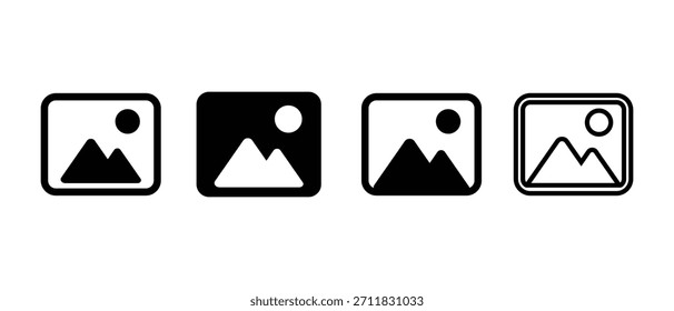 Conjunto de iconos de Galería. Ilustración vectorial del símbolo de la imagen, Imagen o álbum de fotos.