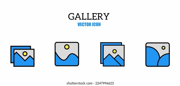 Gallery icon symbol template set. Stock vector illustration.