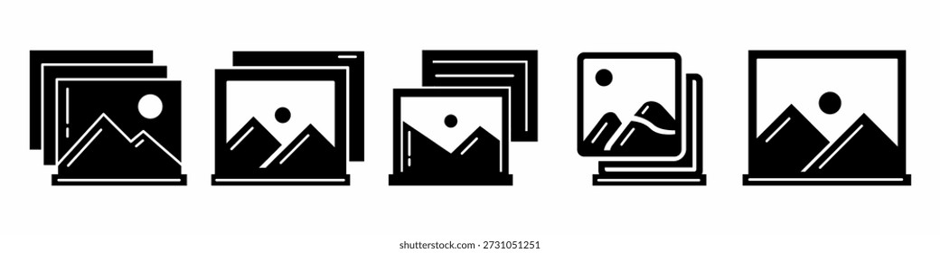 colección de Vector de icono de Galería. Conjunto de diseños de Vectores de iconos de Galería. Vector de stock.