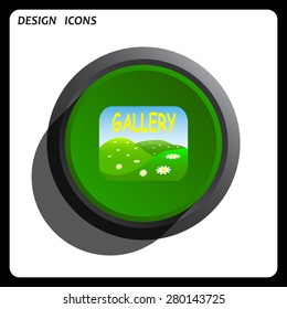 Gallery. icon. vector design Green Start button, forward, to continue. Flat design style.