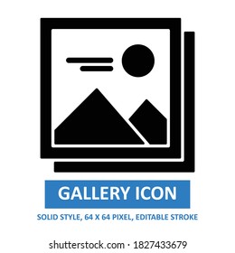 Gallery icon vector illustration on white background. based on 64 x 64 pixel. outline style. expanded. editable stroke.