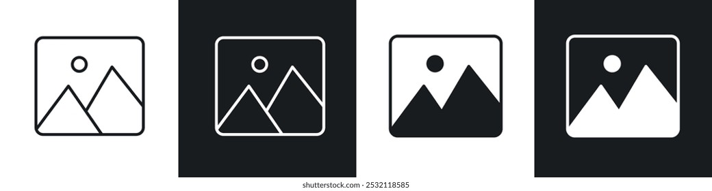 Ícone de galeria ícone de vetor definir estilo preto preenchido e contornado.
