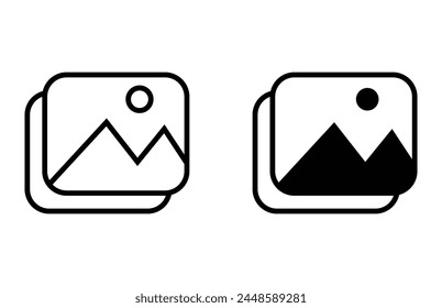 Gallery icon vector set, Photo gallery icon, Image symbol, Picture signs. Isolated. Vector Illustration.