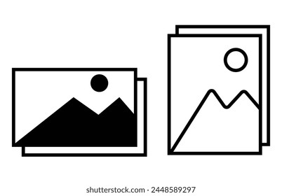 Gallery icon vector set, Photo gallery icon, Image symbol, Picture signs. Isolated. Vector Illustration.