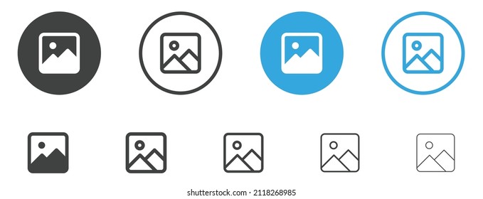 vectores de icono de galería, silueta de una imagen, icono de álbum de fotos, iconos de imagen en línea rellena, línea delgada, contorno y estilo de trazo	
