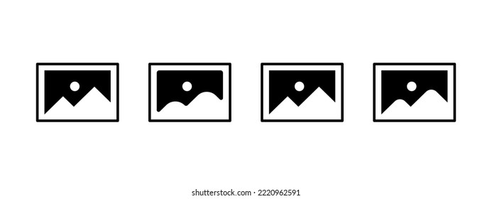 icono de galería vector, silueta de una imagen, icono del álbum de fotos. estilo plano - vector de stock.	