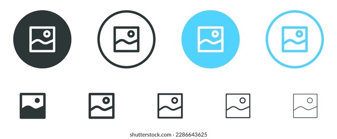 vectores de icono de galería, silueta de una imagen, icono de álbum de fotos, iconos de imagen en línea rellena, línea delgada, contorno y estilo de trazo