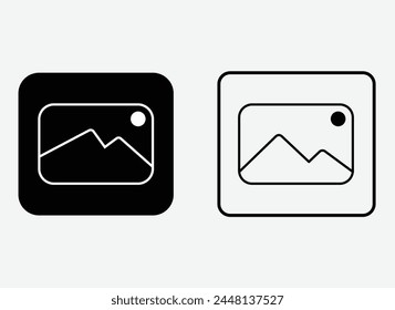 gallery icon vector, silhouette of an image icon, Photo album icon sign - picture symbol - image photos sign icons - square button. Vector illustration. Eps file 217.