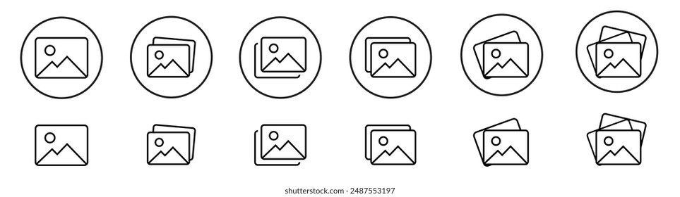 gallery icon vector, silhouette of an image, Photo album icon, Picture icons set in filled, thin line, outline and stroke style.
