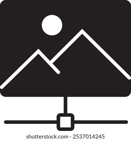 Gallery icon vector, silhouette of an image, Photo album icon. Vector computer pattern with transparent background.
