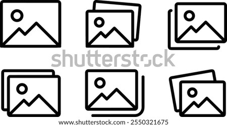 gallery icon vector, silhouette of an image, Photo album icon, Picture icons set in filled, thin line, outline