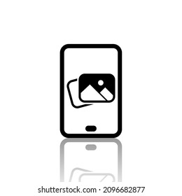 gallery icon vector, silhouette gallery icon, smartphone features, suitable used for smartphone, photo, image, videos, pictures, and etc