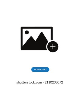 Gallery icon vector. Simple add photo sign