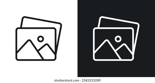 Gallery icons in black and white liner strokes for web design.