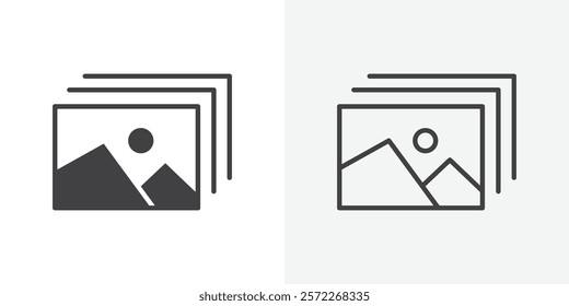 Gallery icons. flat and line style set
